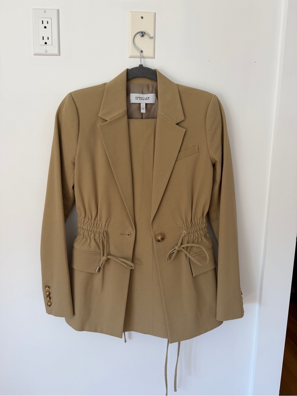 10 Crosby Derek Lam Camel Drawstring Waist Blazer and pant set